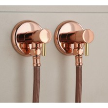 Emfa Aksesuar Rose Gold Taharet Muslukları Bakır Hortumlar Dahil 2 Adet Komple Set Takım