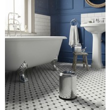 Emfa Aksesuar Krom Vintage Çöp Kovası Gümüş Kulplu Kova - Klasik Model