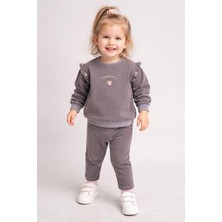 Dinamik çocuk Kız Bebek/çocuk Pembe Çilek Nakışlı 2parça Omuzdan Çıtçıtlı Esnek Kot Kumaş Mevsimlik 2li Takım Alt+Üst Bayramlık 6-24AYLIK