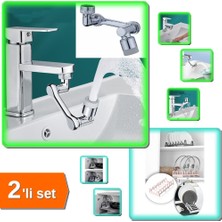 Hereveoyuncak 1080 Derece Dönebilen Robotik Kol Musluk Başlığı + Tencere Kapağı Organizeri 6 Bölmeli - 2li Set U5P