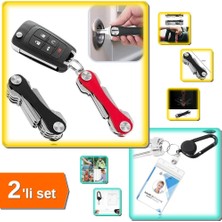 Hereveoyuncak Pratik Akıllı Anahtarlık Düzenleyici Aparat + Teleskopik Karabina Anahtarlık - 2li Set E8R6R9