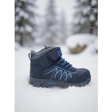 Almera Erkek Çocuk Siyah Mavi Su Geçirmez Termal Kışlık Kar Botu