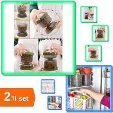 Hereveoyuncak Çift Taraflı Suyu Süzen Süzgeçli Kapaklı Turşuluk Zeytinlik + Düzenleyici Sepet Gri - 2li Set F6X1K5