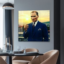 Myphotostation Karizma Atatürk Dekoratif Temperli Cam Tablo, Modern Uv Baskılı Duvar Tablosu, Salon ve Ofis Için Şık Duvar Dekoru