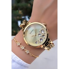 Homies Çelik Zincir Damla Model Gold Renk Kadın Kol Saati Hmdgc1