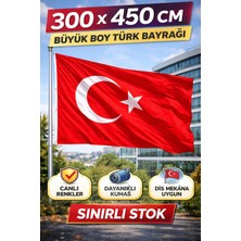 300 x 450 cm Dev Boy Türk Bayrağı – Kurumsal Kullanıma Uygun, Dış Mekân Dayanımlı