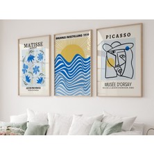 Pam Studio 3’lü Matisse Bauhaus Picasso Modern Soyut Ahşap Çerçeveli Dekoratif Duvar Tablo Seti