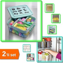 Hereveoyuncak Çok Amaçlı Bölmeli Oyuncak Hobi Takı Saklama Kutusu + Buzdolabı Gri Düzenleyici Sepet - 2li Set B3G9