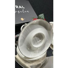 Güral Porselen Carıne Khan 12 Parça Kahve Fincan Takımı Platin File