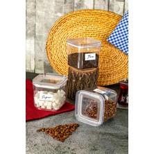 Comprox 3'lü Vakumlu Petek Desenli Akrilik Saklama Kabı Seti | Çay, Şeker, Kahve Kavanozu (900MLX3)