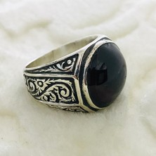 Canka Kehribar Taşlı 925 Ayar Gümüş Erkek Yüzük
