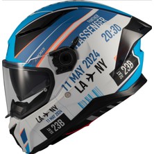 Axxis Motosiklet Kask Panther Passenger Parlak Mavi A7 Full Face Güneş Vizörlü ECE 22.06R Motor Kaskı
