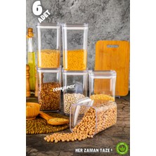 Comprox 6'lı 1200ML Sert Kare Erzak Saklama Kabı Seti - Vakumlu Hava Aldırmaz Kapak, Düzenleyici Bpafree