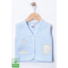 Miniel Unisex Bebek Arı Nakışlı Organik Pamuklu 3-6-9 Ay Kapitone Bebek Yelek
