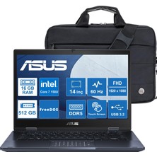 Asus Expertbook B3402FVA-EC1132 Core 7-150U/16GB/512GB/DOS/4G Dokunmatik/14'' Taşınabilir Bilgisayar + Çanta Hediye