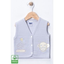 Miniel Unisex Bebek Arı Nakışlı Organik Pamuklu 3-6-9 Ay Kapitone Bebek Yelek