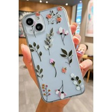 3gen Case Iphone 15 Plus-Iphone 14 Plus Uyumlu Tatlı Çiçekler Desenli Şeffaf Silikon Kılıf Yaprak1