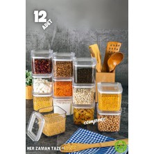 Comprox 12'li 700ML Sert Kare Erzak Saklama Kabı Seti - Vakumlu Hava Aldırmaz Kapak, Düzenleyici Bpafree