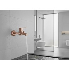Emfa Aksesuar Bakır Vintage Banyo Bataryası - Rose Gold Banyo Musluğu