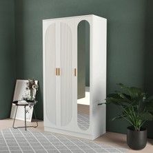 T&B Soho 3 Kapaklı Eko Bazalı Gardırop - Mdf Kapak