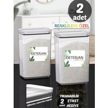 Comprox Renkli Deterjan &amp; Deterjan Dikdörtgen 2,9 Lt Vakum Kapaklı 2'li Set Saklama Kutusu