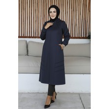 Ahucan Kadın Büyük Beden Kapüşonlu Ara Boy Süet Kap