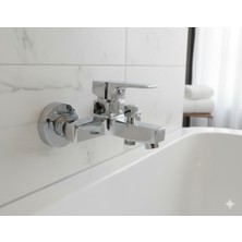Emfa Aksesuar Krom Kare Banyo Bataryası - Krom Kare Modern Banyo Bataryası Pirinç