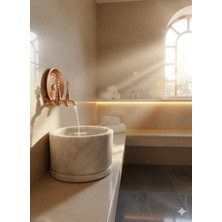 Emfa Aksesuar Bakır Eskitme Kurna Seti - Hamam Muslukları Seti 2 Adet Rose Gold Musluk 1 Adet Ağır Hamam Tası