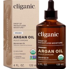 Cliganic Organic Argan Oil, 100% Pure For Hair, Face & Skin Natural Cold Pressed Carrier Oil 4fl