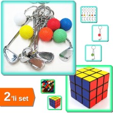 Hereveoyuncak Golf Anahtarlık - Golf Severlere Özel + Zeka Küpü Sihirli Rubik - Hediyelik Ürünler - 2li Set U1T6F5