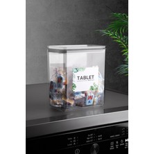 Comprox Banyo Saklama Kabı Dikdörtgen 2,2lt 1'li Set Tablet/deterjan Kabı Kutusu Vakum Kapaklı Sert Mika