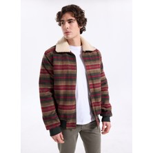 Lee Cooper Santos Erkek Klasik Yaka %100 Pamuk Mont Haki Bordo