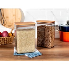 Comprox 2'li Dikdörtgen Ahşap Kapaklı Yeni Erzak Saklama Kabı Seti 2X(2900 Litre)