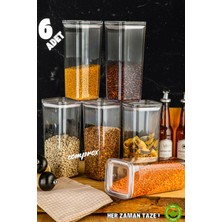 Comprox 6'lı 1700 Sert Kare Erzak Saklama Kabı Seti - Vakumlu Hava Aldırmaz Kapak, Düzenleyici Bpafree