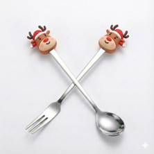 Sevimli Geyik Figürlü Paslanmaz Çelik Fondü ve Tatlı Sunum Seti