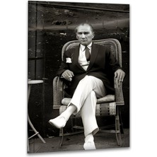 Myphotostation Atatürk Cam Tablo, Modern Uv Baskılı Duvar Tablosu, Salon ve Ofis Için Şık Duvar Dekoru