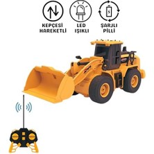 Uzaktan Kumandalı 40 Mhz Tam Fonksiyonlu Rc Iş Araçları LED Işıklı Kepçeleri, Damperi ve Vinç Hareketlidir (Kule Vinç-Kepçe-Bulldozer-Kamyon) (Bulldozer)