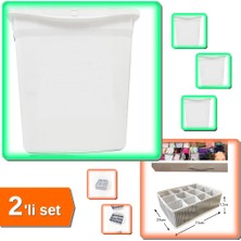 Hereveoyuncak 6 Lt Kilit Kapaklı Kedi Köpek Kuru Mama Saklama Kutusu + 12 Bölmeli Çekmece Organizer - 2li Set M0D6