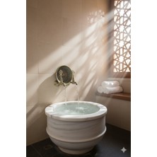 Emfa Aksesuar Antik Eskitme Kurna Seti - Hamam Muslukları Seti 2 Adet Antik Gold Musluk 1 Adet Ağır Hamam Tası