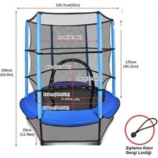 Fileli Çocuk Trambolini – 140 cm (55 Inç) Büyük Boy, Güvenli ve Dayanıklı Zıplama Trambolini Cks-69