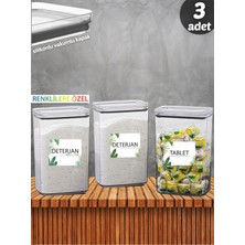 Comprox Banyo Saklama Kabı Dikdörtgen 2,9lt 3'lü Set Tablet/deterjan Kabı Kutusu Vakum Kapaklı Sert Mika