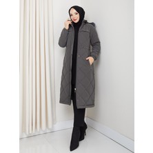 KMK Kombin Kadın Büyük Beden Elyaf Dolgulu Spor Kapitone Nova Kumaş Mont 0198