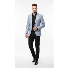 Plus Scorpion Erkek Keten Ekose Blazer Ceket Mono Yaka Tek Düğmeli Çift Yırtmaçlı