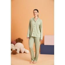 Pjs Kadın Yeşil Uzun Kol Pijama Takımı 28077