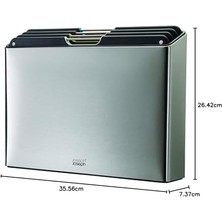 Folio 4 Parça Renk Kodlu Doğrama Tahtası Seti, Organize Mutfak Depolama Için Ince Kılıf, Büyük, Paslanmaz Çelik