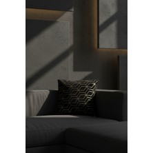 FRAMGAN Altın Geometrik Desenli Dekoratif Kırlent | Lüks Dokulu Modern Tasarım