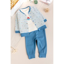 Babymod Balık Desenli 3'lü 100% Pamuk Erkek Bebek Takım Set