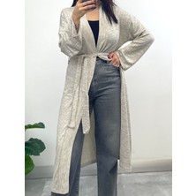 Nisum Moda Triko Görünümlü Kuşaklı Hırka