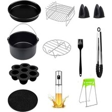 7 ve 7 Litre Uyumlu 9 Inc (23 Cm) 12'li Airfryer Fritöz Seti