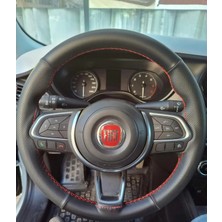 Ayaz Grup Egea Direksiyon Kılıfı Dikmeli Çift Desenli Ithal Deri Kırmızı-Dikişli Ekstra Konfor